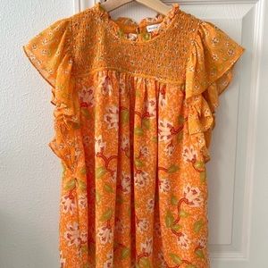 Maison d’Amelie Orange Floral Top